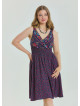 V Neck Robe Pink Floral Patterned Plus Size Dress 4584